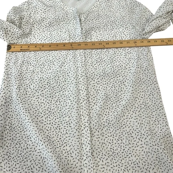 Lafayette 148 NY 100%Silk Sheer Blouse womens sz medium White Black Career Chic - Picture 6 of 10